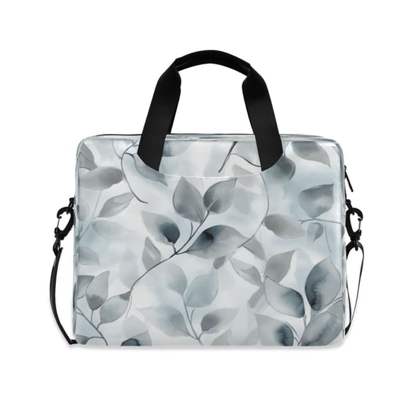 16" Laptop Tote Bag Laptop Sleeve Case Computer Briefcase for Work & Travel Soft Gray Leaves
