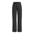 thumbnail image 5 of ctdiral Womens High Waist Straight Trousers Elastic Waist Long Pants with Pockets Solid Color Dress Pants Business Office Work Pants Dark Gray S, 5 of 6
