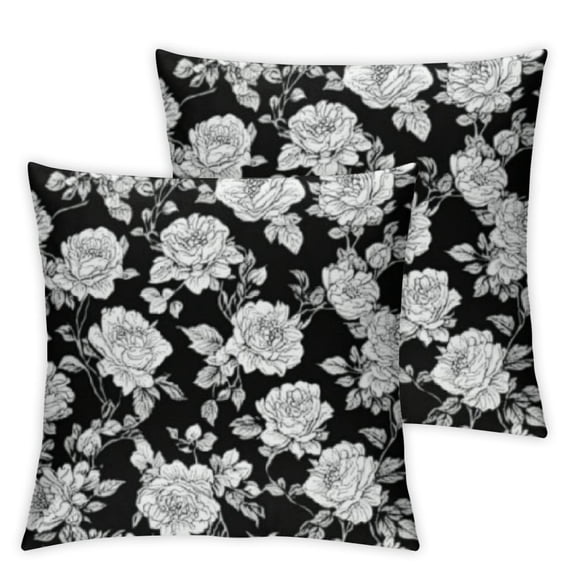 Set of 2 Flowers Throw Pillow Covers, Double-Sided Print Home Furnishing