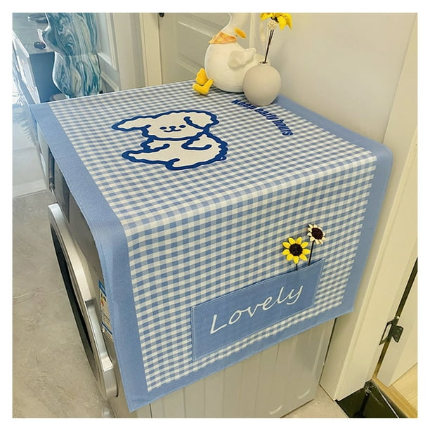Funda para refrigerador de lino de algodón suave, lavable a máquina, protege del polvo, perfecta para el hogar, la oficina, la cocina y las mascotas. 19,7 x 51,2 pulgadas. Funda para