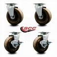 thumbnail image 2 of 5 Inch High Temp Phenolic Swivel Caster Set with Bronze Bearings 2 Brakes SCC, 2 of 2