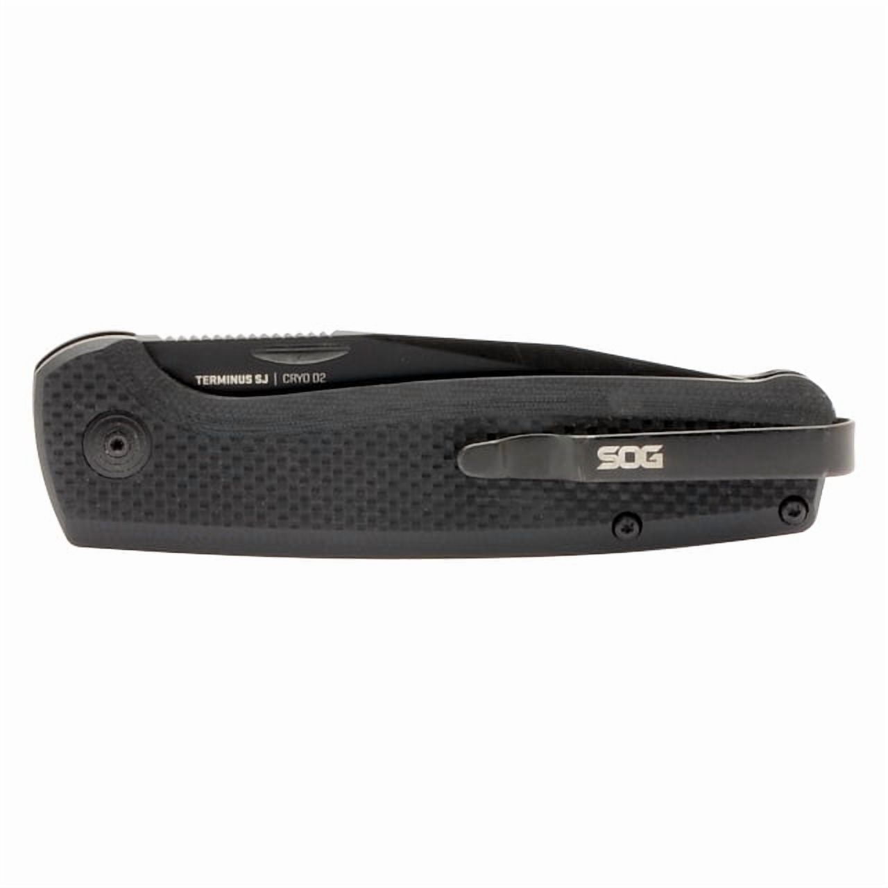 SOG Terminus SJ Pocket Knife 2.9" Drop Point D2 Titanium Nitride Blade G-10 Handle Black