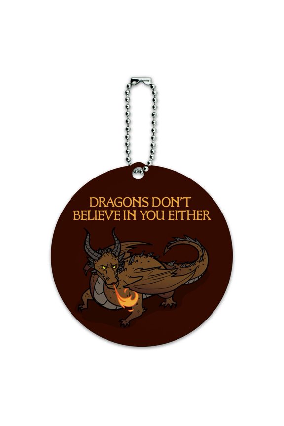 Dragons Don't Believe In You Either Round Luggage ID Tag Card Suitcase Carry-On