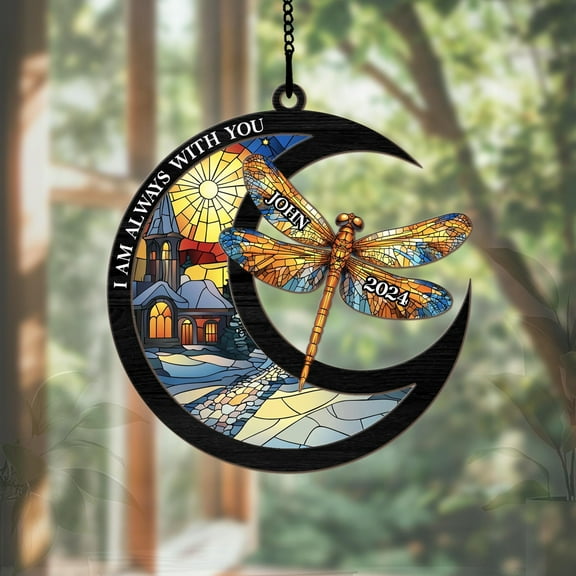 Personalized Dragonfly Memorial Suncatcher, Custom Dragonfly Ornaments Sympathy Gifts, Loss Of Dad Mom Bereavement Gift, Acrylic Suncatchers