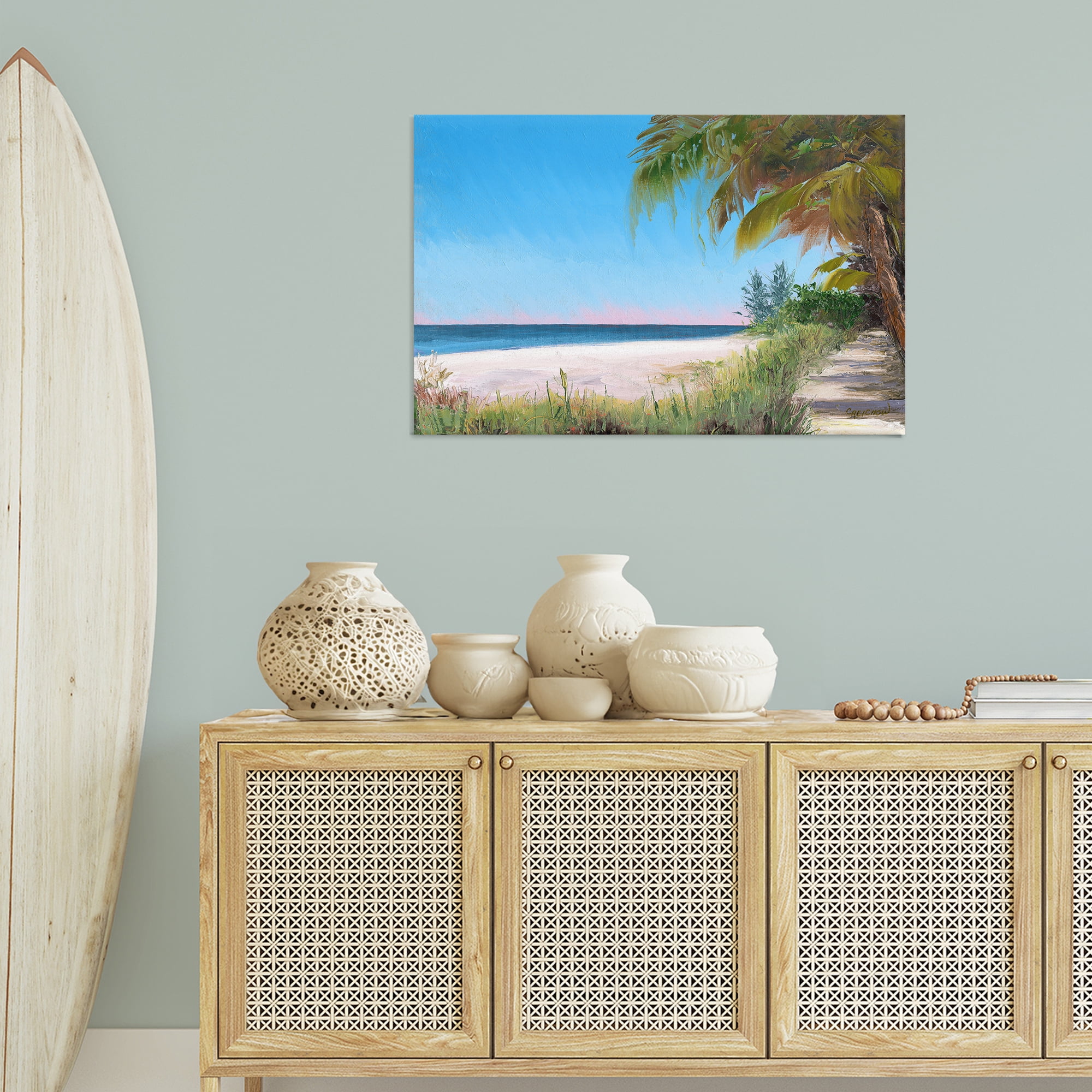 Stupell Industries Tropical Shady Path Landscape & Nature Painting Wrapped Canvas Art Print Wall Art, 36 x 24