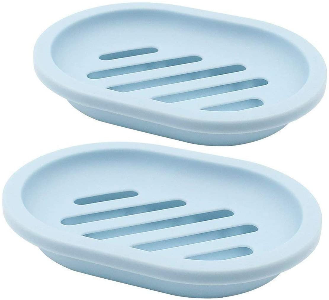 Soap Holder,Soap Saver Easy Cleaning 2-Pack Soap Holder Dish with Drain Dry,