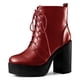 thumbnail image 1 of Botines tacón grueso con Cordón Y cremallera para Mujeres Allegra K Rojo 37, 1 of 7