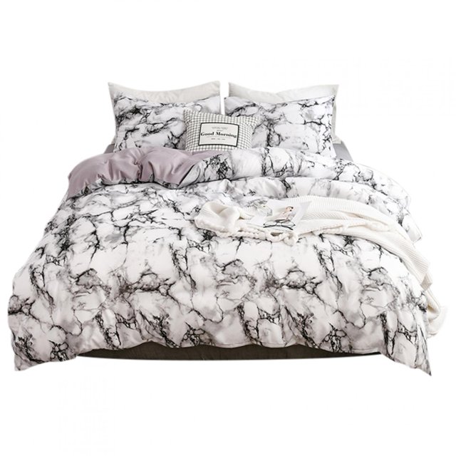 Ccdes Duvet Cover Set,Marbled Bedding,3Pcs/Set Polyester Marbled Quilt Cover Pillowcase Bedding Set EU-Double Size
