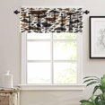 thumbnail image 2 of Cowhide Cow Print Valance Curtain Brown White Cowhide Farmhouse Animal Hair Skin Rod Pocket Valance Window Treatments 1 Panel Short Curtains for Kitchen Living Room 54 x 18 in, 2 of 3