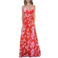 thumbnail image 4 of Vestido Maxi Cruzado En La Espalda, Vestido Largo Cruzado Con Cuello En V, Estampado Floral, Cómodo, Transpirable, Resistente Al Desgaste, Cintura Alta Tipo Túnica Para Citas YLSHRF Otros, 4 of 6