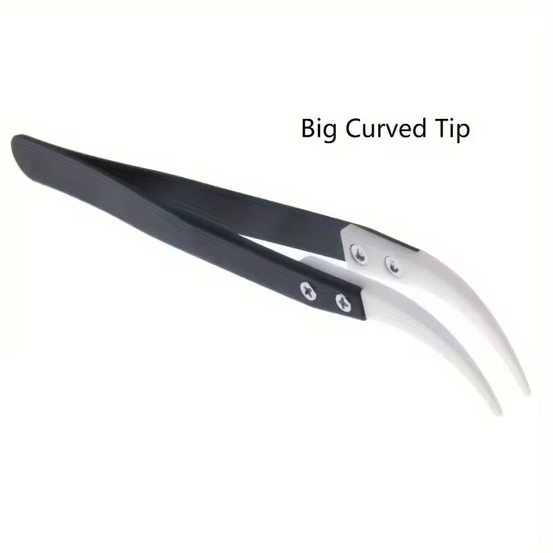 3-Piece High-Temperature Resistant Ceramic Tweezers Set - Anti-Static Insulated Stainless Steel with Protective Sheath, Ergonomic Design for Safe and Precise Handling, Black & White Options
