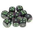 thumbnail image 2 of Dados de plástico para juegos de 16 mm, piezas con puntas para el suministro de juegos de rol. Verde negro, 2 of 5