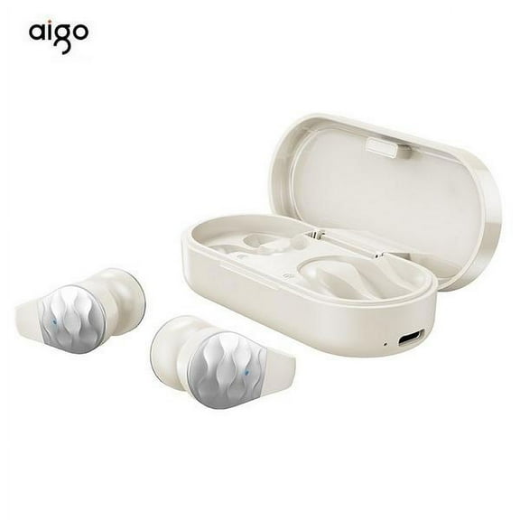 aigo Advanced Wireless Ear Clips Buds - Bluetooth Bone Conduction, Lightweight Design, Stable Fit - Smart Touch Control, ENC, BT5.3 white