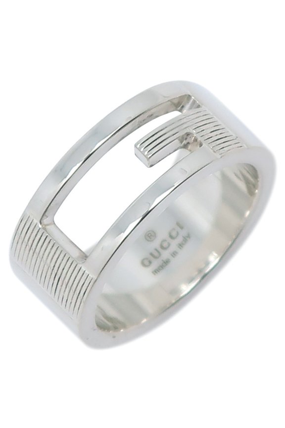 Pre-Owned Gucci Branded G Ring, Size 10, Sterling Silver, Approx. 7.1g, Women's (Good)