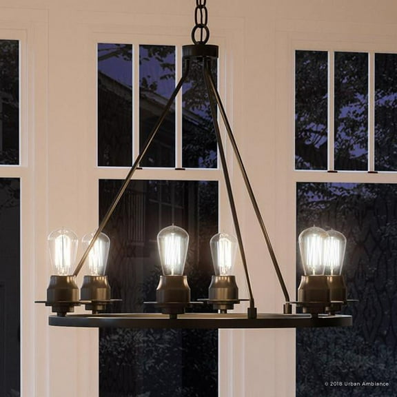 Urban Ambiance Luxury Farmhouse Chandelier, Size: 27-1/2"H x 28"W, with Transitional Style Elements, Charcoal Finish, UHP2243