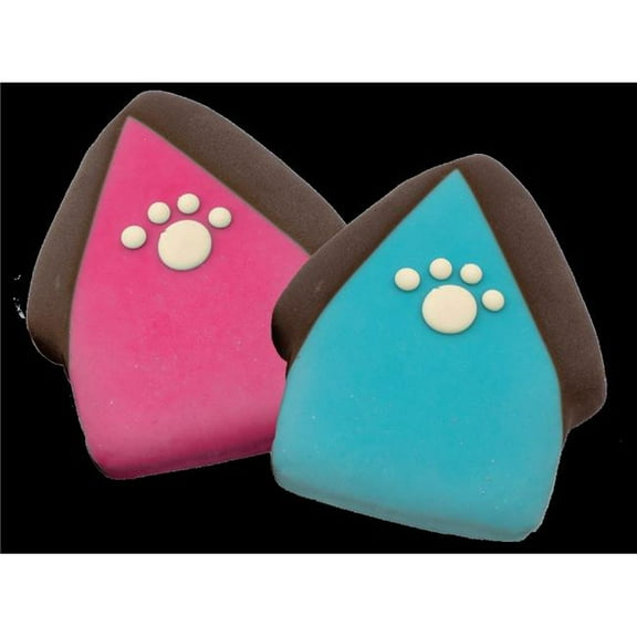 Claudias Canine Bakery 102738 Dog House Paw Dog Cookie, Pink & Blue - 12 Count