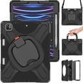 thumbnail image 2 of For iPad Pro 12.9 inch 2022/2021/2020/2018 Case, 360 Rotatable Handle Stand, Shoulder Strap, Drop-Proof Design, Black, 2 of 7