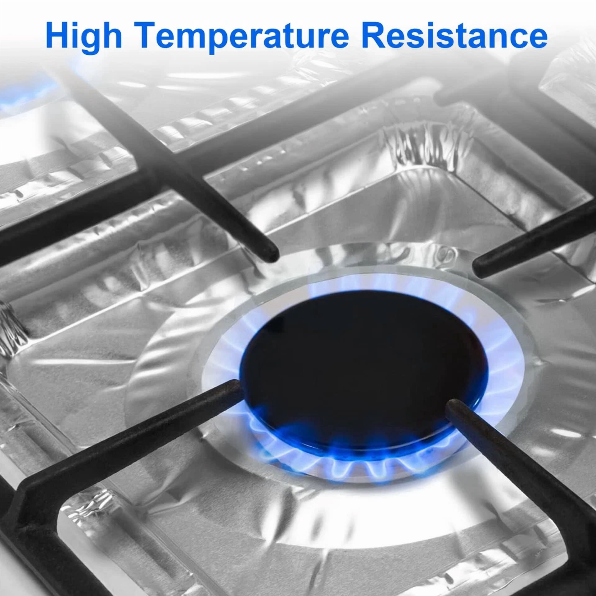 KLYNE - 50Pcs Aluminum Foil Gas Stove Burner Liners Covers, Square Thick Range Protector