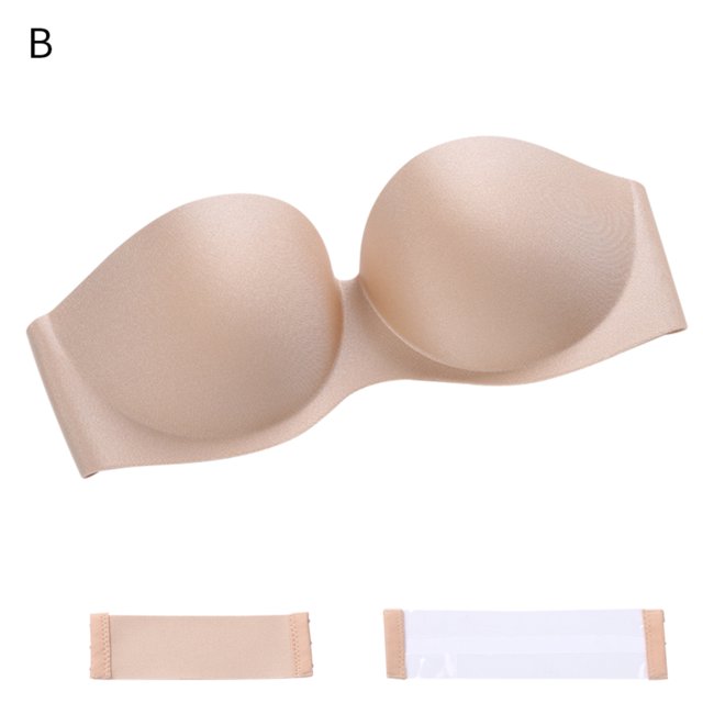 Sujetador sin tirantes Sujetador sin costuras invisible antideslizante Ropa interior sexy Hacer subir para vestido de novia, Beige, B Advancent AP001173-06B