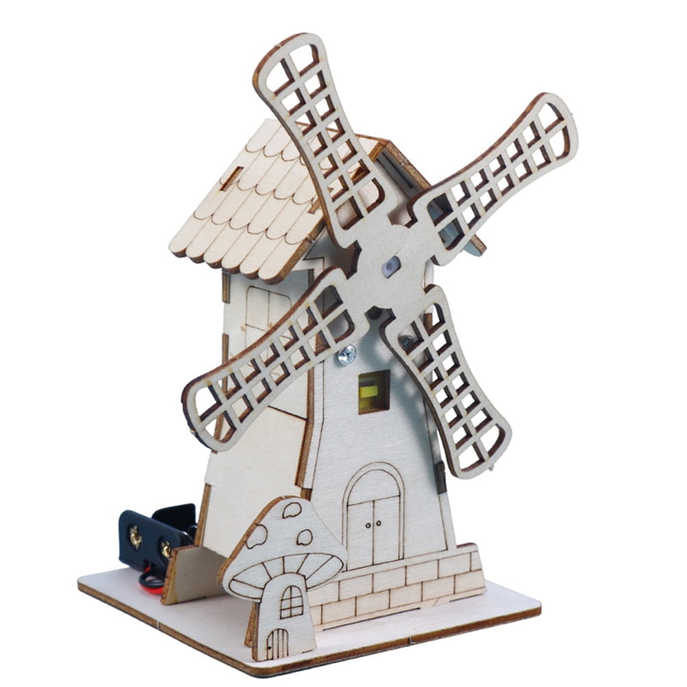 Mysterium Offentliggørelse medaljevinder Wooden Electric Windmill House Handmade Material Set Creative Assembled  Science Education Jigsaw Model - Walmart.com