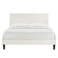 thumbnail image 6 of Modway Leah Chevron Tufted Performance Velvet Full Platform Bed in White, 6 of 8