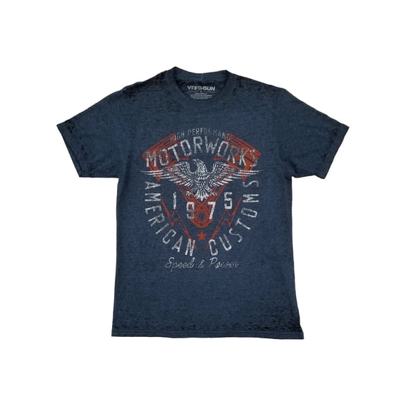 Fifth Sun Mens Indigo Black Wash American Custom Motorcyle Eagle Tee T-Shirt S