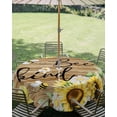 thumbnail image 3 of Outdoor Tablecloth with Umbrella Hole Zipper Sunflower Floral Round Tablecloth 54" Waterproof Outside Table Cloth Farmhouse Pastoral Daisy Bees Brown Wood Patio Table Cover Tablecloths for Picnic, 3 of 8