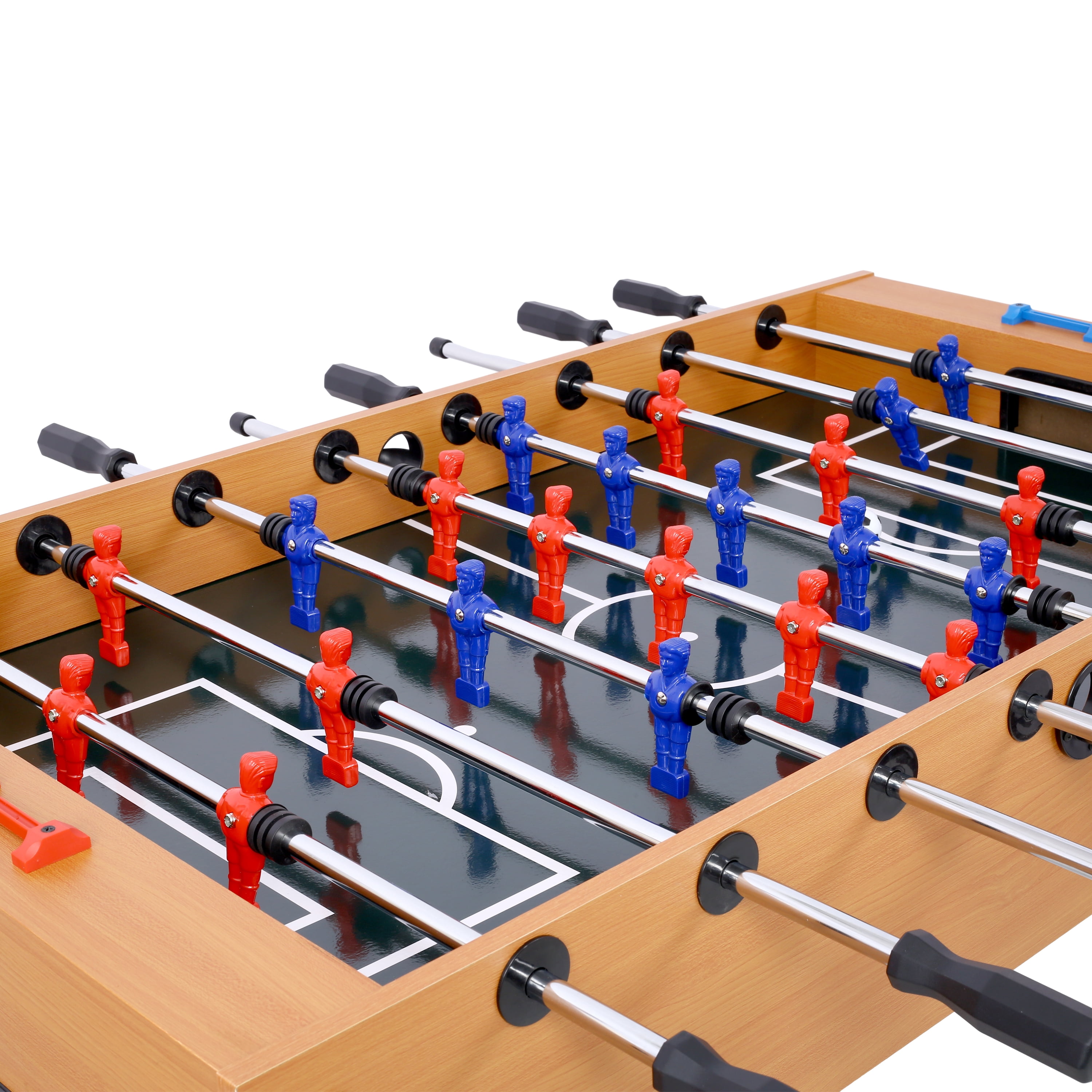 Acekid 54in Soccer Table with 4 Balls 1 Cup Holder 2 Counters Arcade Competition Sized Foosball Table Family Sports Game Table Brown
