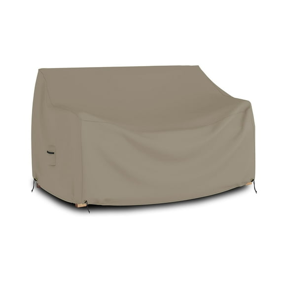 COVERS&ALL Outdoor Loveseat Sofa Cover, 12 Oz Waterproof UV & Weather Resistant Patio Furniture Bench Cover Outdoor Use with Air Vent & Drawstrings (58"W x 31"H x 33"D x 15"FH, Beige)