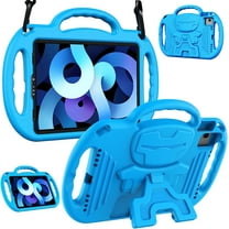 BMOUO Kids Case for iPad 10th Generation & Air 11" (M2) 2024 & Air 5th/4th Gen 10.9"& Pro 11, Durable Shockproof Case with Shoulder Strap Handle Stand for Apple iPad 10.9 & 11 inch Tablets, Blue