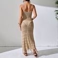 thumbnail image 3 of Women's Solid Color Sexy Hollow Suspender Long Skirt Slim Fit Tassel Beach Skirt Sleeveless Knitted V Neck Suspender Dress Hot Swimsuit Cover Ups for Women Womens Cover up Cardigan Beach Cover up, 3 of 6
