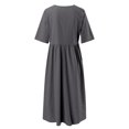 thumbnail image 4 of HXWCHs Robe en Denim pour Femme, Mélange de Lin, Robe Décontractée à Manches Courtes avec Poches Latérales GY2 XXXXXL, 4 of 5
