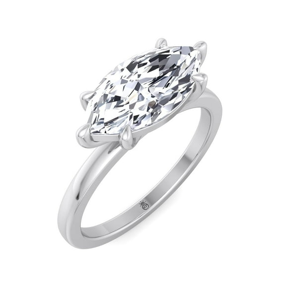 Cortland - Moissanite Marquise Cut Lab Diamond East West Solitaire Engagement Ring