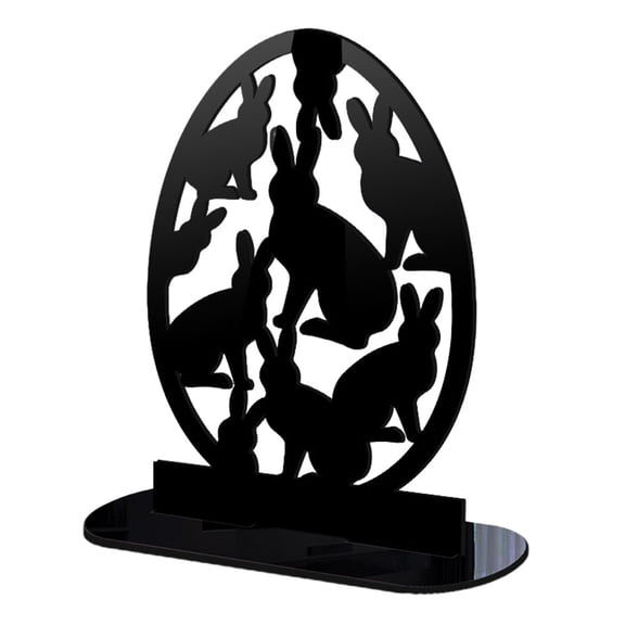 YOSADIER Acrylic Bunny Ornament Easter Table Decor Black Desktop Sign