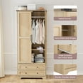 thumbnail image 3 of Brafabhome Wood Armoire Wardrobe Closet with 2 Doors, 71" Tall Freestanding Closet Wardrobe Cabinet with Drawers and Hanging Rail for Adult | Nature, 3 of 10