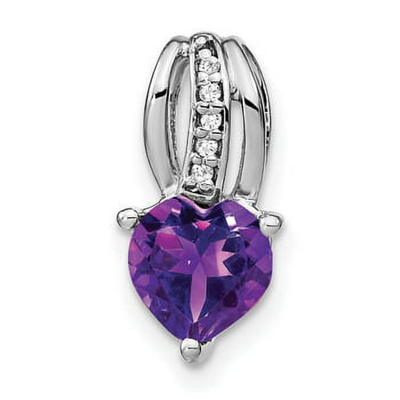 Lex & Lu 14k White Gold Amethyst and Diamond Pendant LAL2572