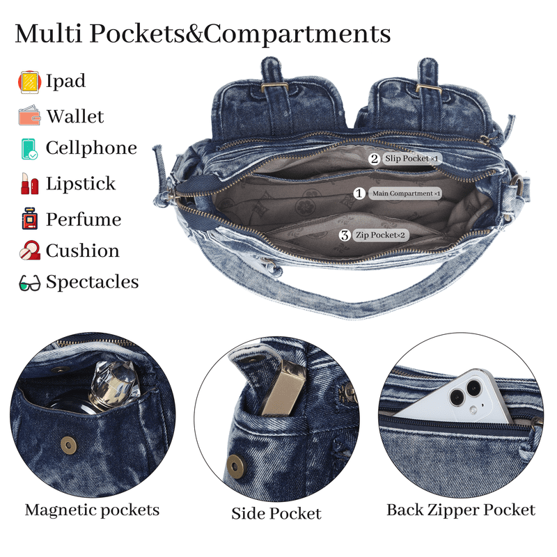 Angel Kiss Hobo Purses for Women Crossbody Shoulder Bag Ladies Multi Pocket Handbags Satchel Purse for Womens