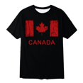 thumbnail image 5 of MIASHUI Journée Nationale Européenne Canadienne Feuille d'Érable Imprimée Garçons T-Shirt Décontracté Confortable à Manches Courtes pour Activités Extérieures Noir, 4-5 Ans, 5 of 5