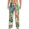 thumbnail image 2 of Goofa Watercolor Blooming Cactus Printed Soft Pajama Pants for Men, Wide Leg Comfy Casual Lounge Yoga Pants-Large, 2 of 9
