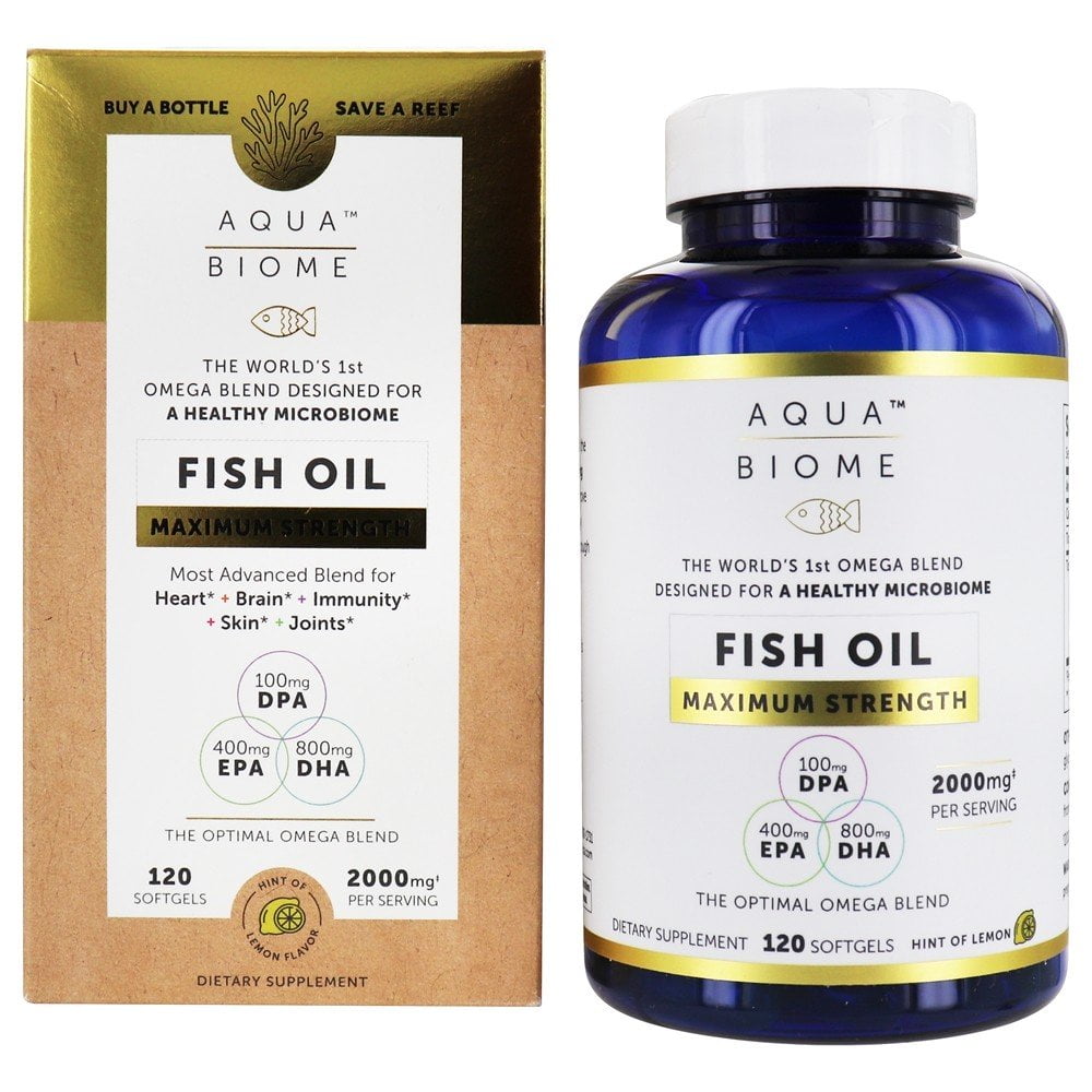 Aqua Biome Fish Oil Maximum Strength Lemon 2000 mg. 120 Softgels