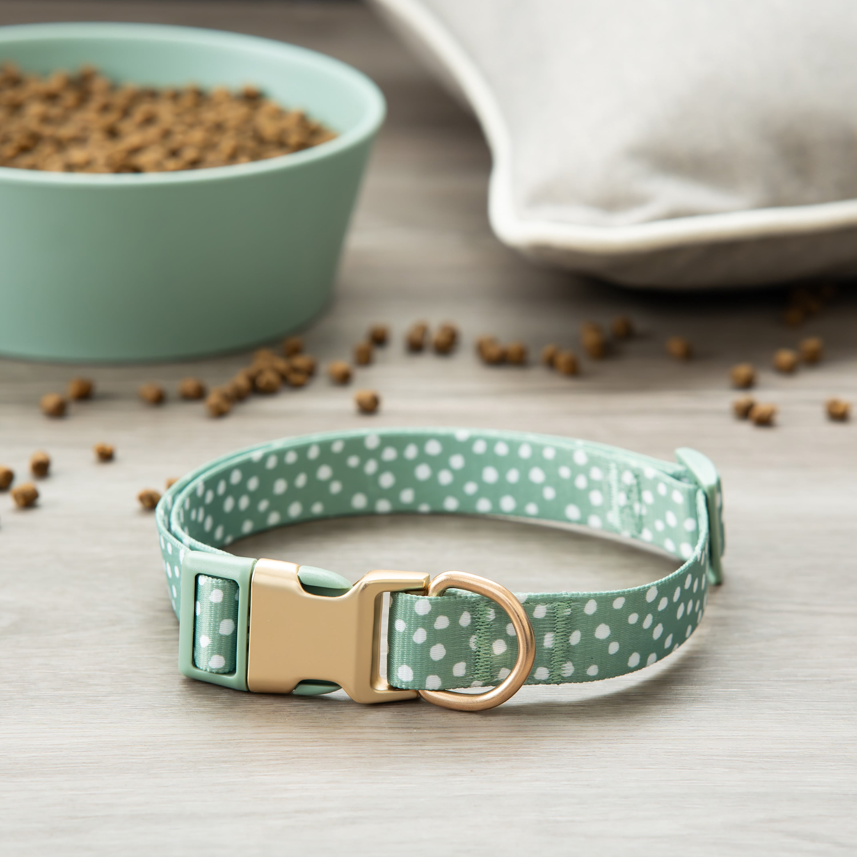 Vibrant Life Polka Dot Print Fashion Dog Collar, Green, XL