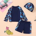 thumbnail image 4 of Tiny Cutey Toddler Boys Swimsuit Baby Long Sleeve Top Shorts Trunks Bathing Suit Set Swimwear Outfit with Hat for 6-12 Months, 4 of 7