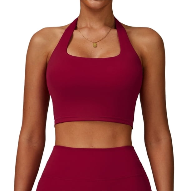 Parte de atrás bonita, Sujetador deportivo con cuello for correr, sujetador de Fitness de secado rápido, chaleco de Yoga Push-Up for mujer, transpirable