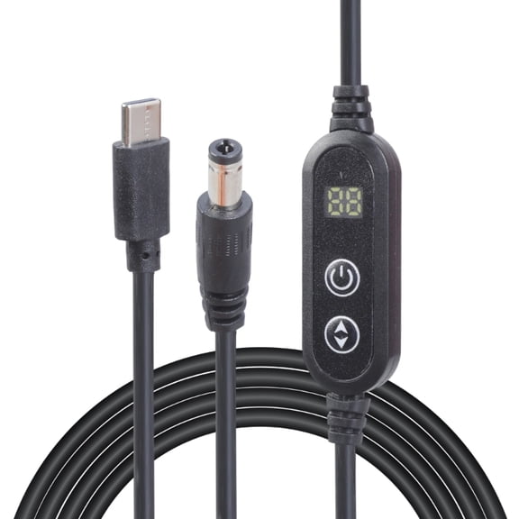 Type C to 5.5x2.1mm Regulation Cable USB C to 5521 Power Cord Line with Switch Adjustable 5V 9V 12V 15V 20V For Routers