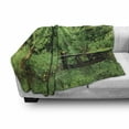 thumbnail image 3 of Tree Soft Flannel Fleece Throw Blanket, Deep in Forest Theme Woodsy Landscape Foliage Leaves and Bridge Rural Scenery, Cozy Plush for Indoor and Outdoor Use, 60" x 80", Green Brown, by Ambesonne, 3 of 6