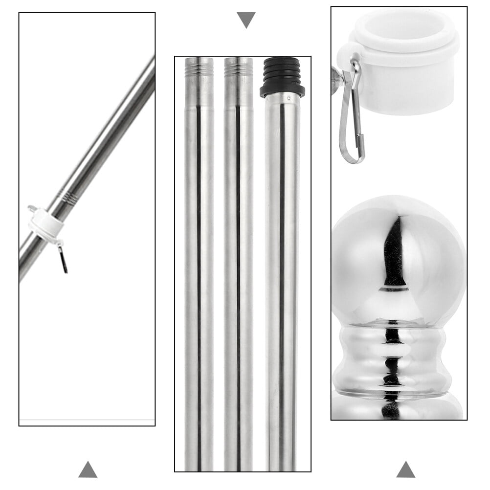 unbranded 1 Set of 1.8 Flag Pole Set Stainless Steel Flagpoles Flag Poles With Buckles