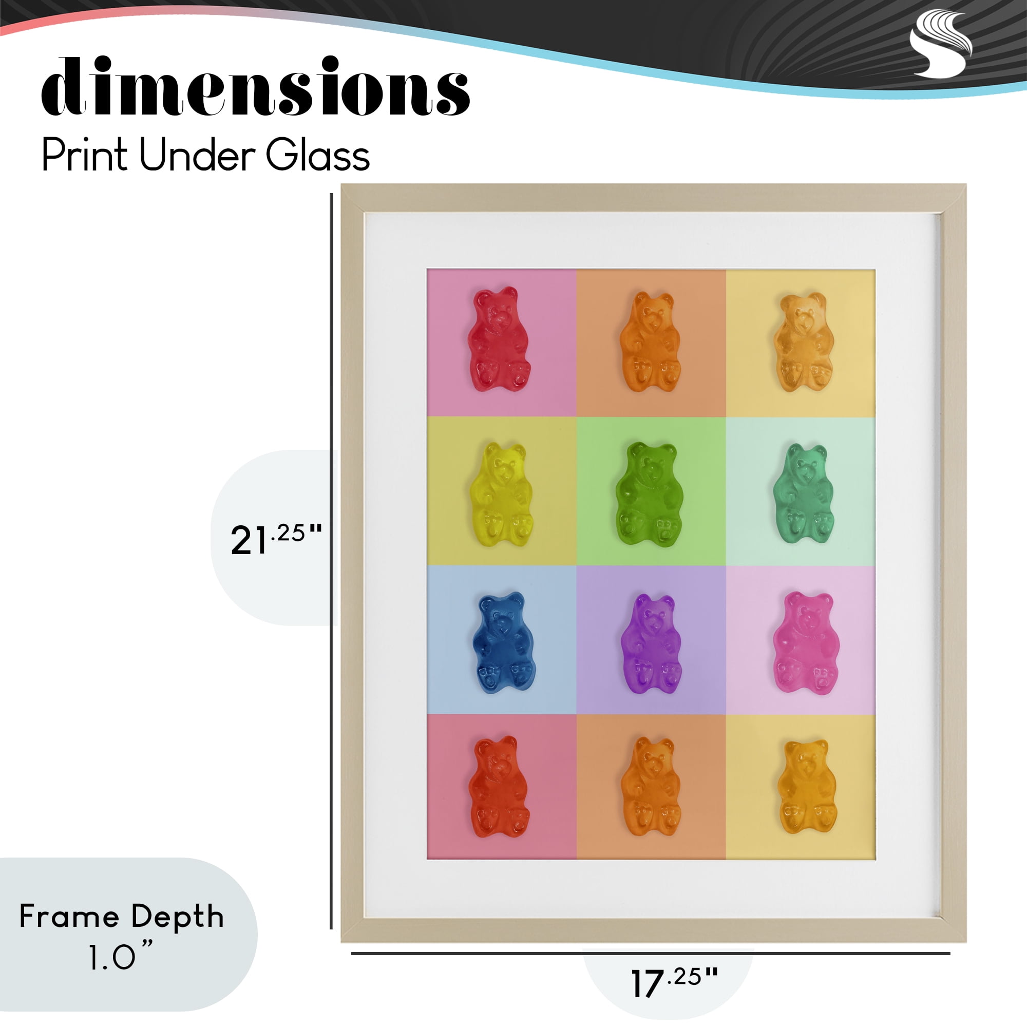 Stupell Industries Rainbow Gummy Bear Candy Grid Birch Framed Print Under Glass, design by LISH Creative