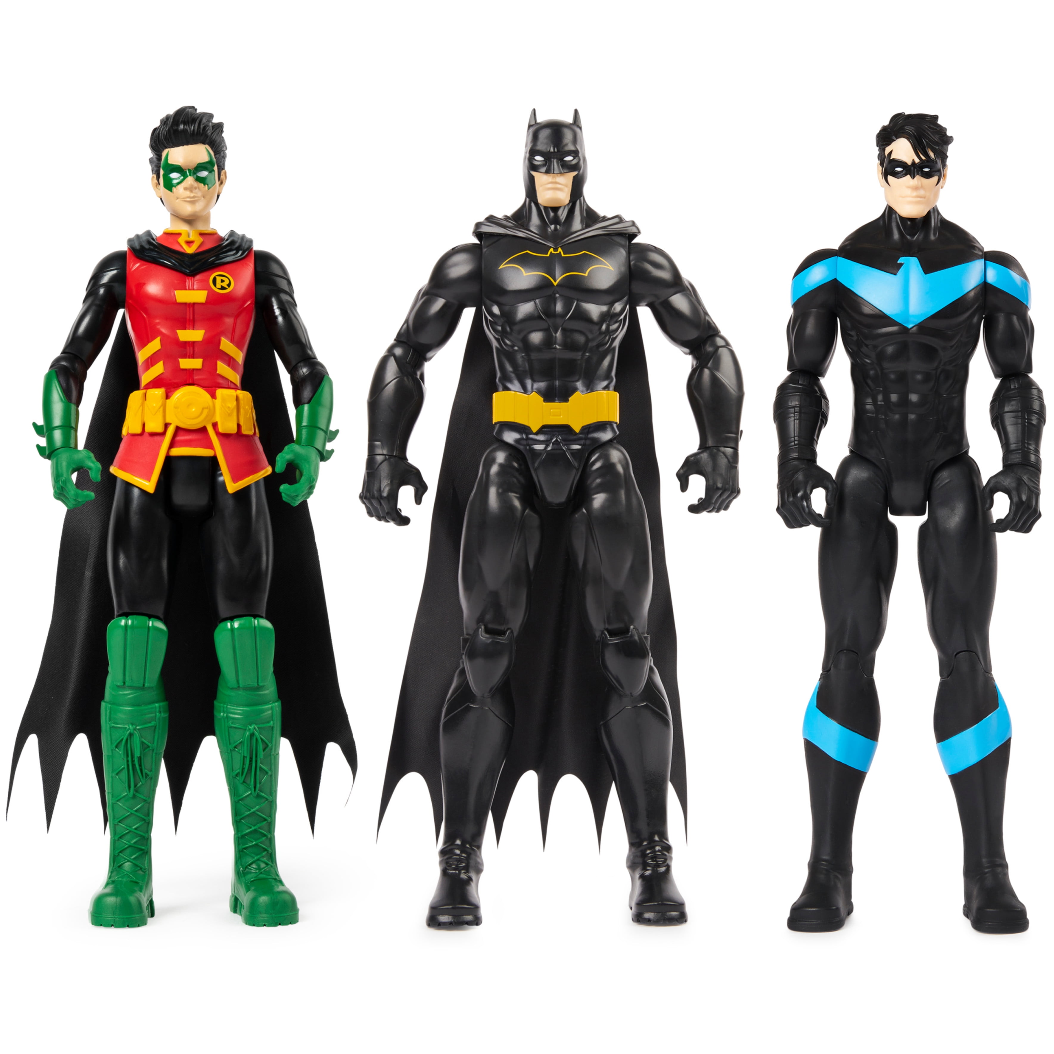 Batman 12-inch Action Figure 3-Pack with Robin, Batman, Nightwing, Kids Toys  for Boys Aged 3 and Up 