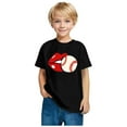 thumbnail image 2 of HVOBBTY T-Shirt Décontracté à Manches Courtes pour Tout-Petits, T-Shirt Imprimé Baseball pour Garçons et Filles, Mode Col Rond, Manches Courtes, Noir, 9 Ans, 2 of 5