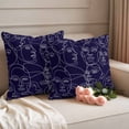 thumbnail image 2 of Abstract Style Outdoor Waterproof Pillow Covers, Face Line Modern Character Art Navy Blue Decorative Square Throw Pillowcase Sofa Cushion Sham for Patio/Couch/Chair, 24"x24" 2 Pack, 2 of 8